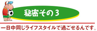 秘密その3　一日中同じライフスタイルで過ごせるんです
